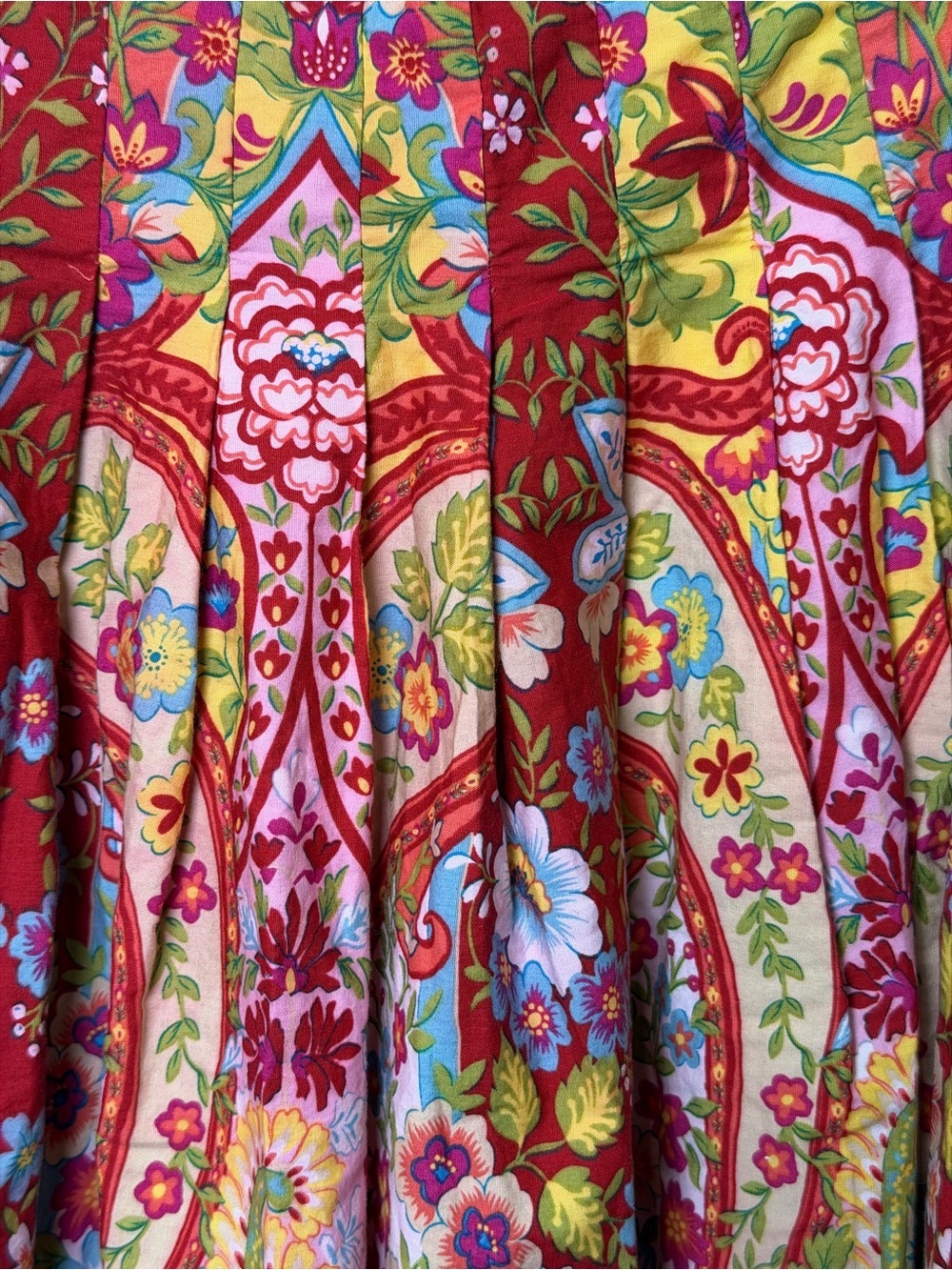 Boho Folk Art Floral Skirt Pleated Cottagecore Festival Statement Bandolino 12 - Picture 6 of 11